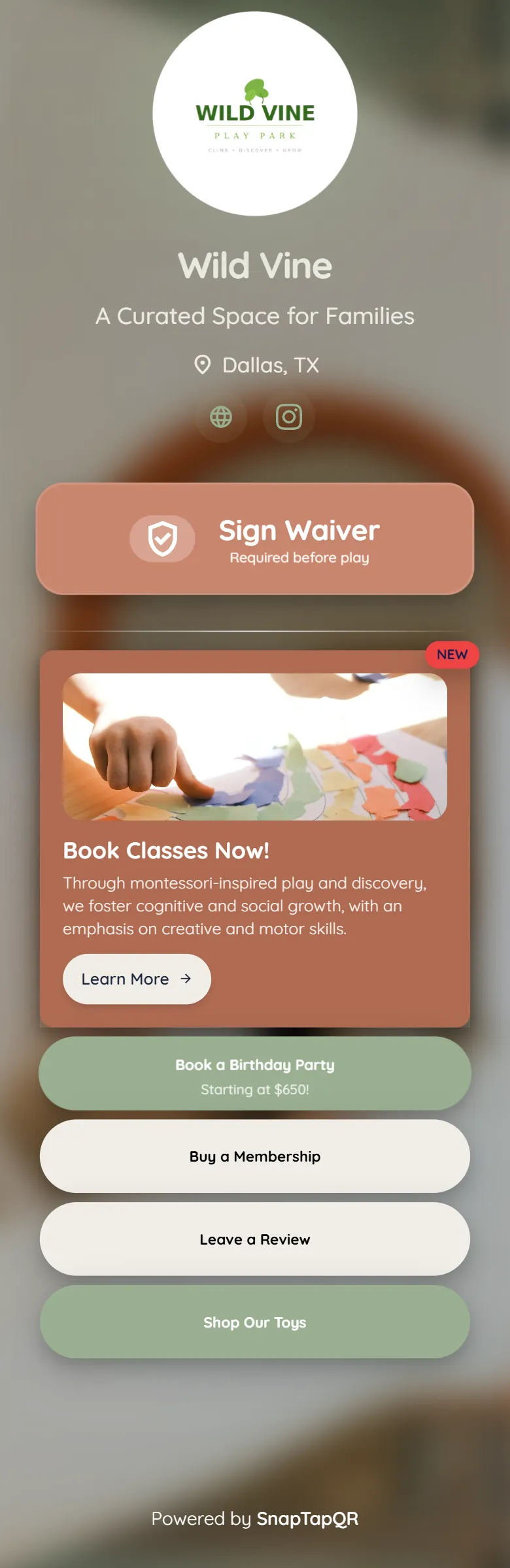 Wild Vine hub page — real customer example